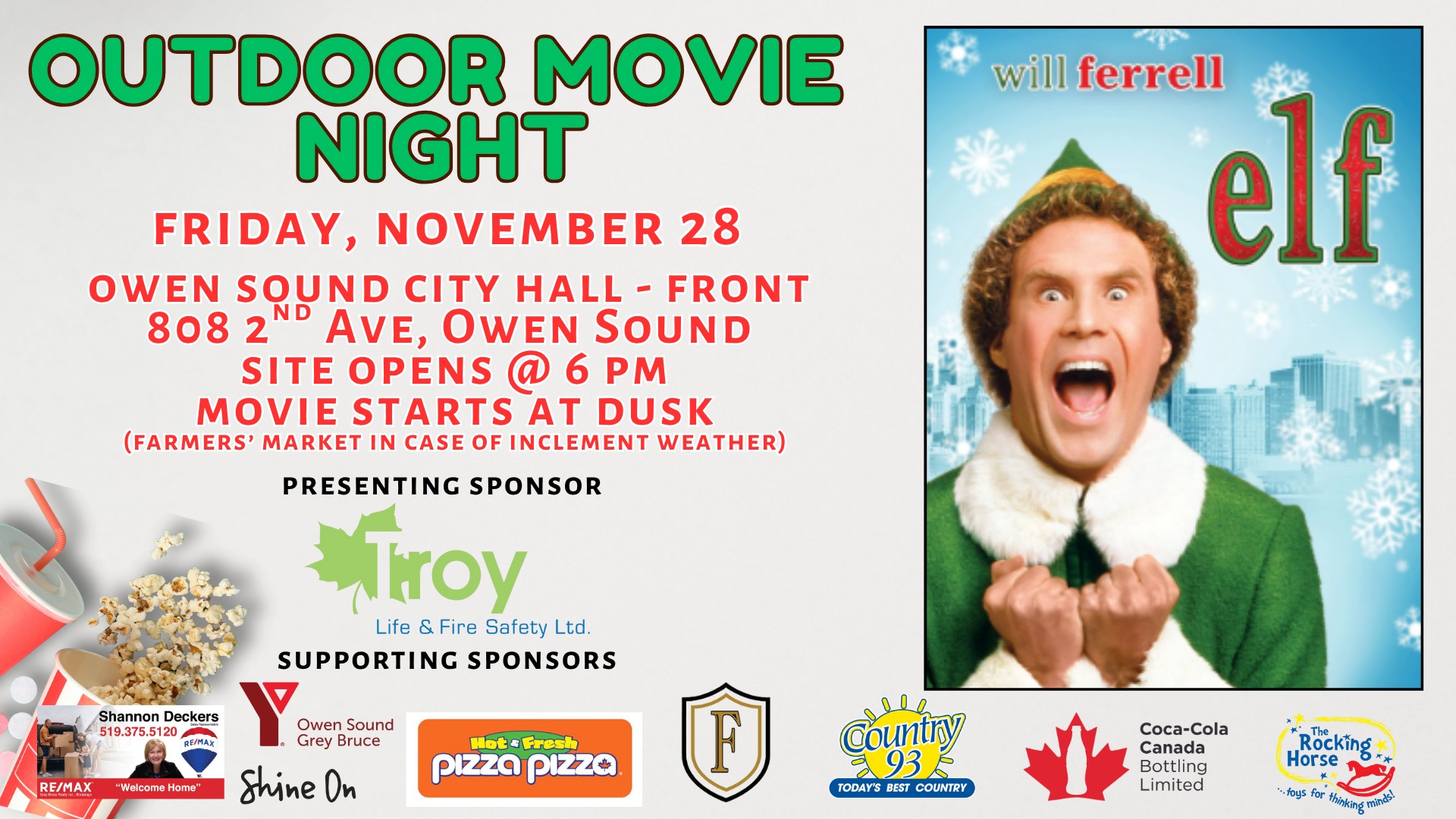 Event image Outdoor Movie Night presented by Troy Life & Fire Safety & The City of Owen Sound